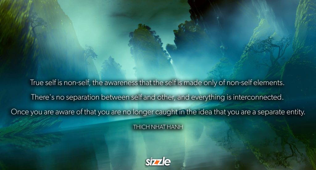 True self is non-self, the awareness that the self is made only of non-self elements. There’s no separation between self and other, and everything is interconnected. Once you are aware of that you are no longer caught in the idea that you are a separate entity.