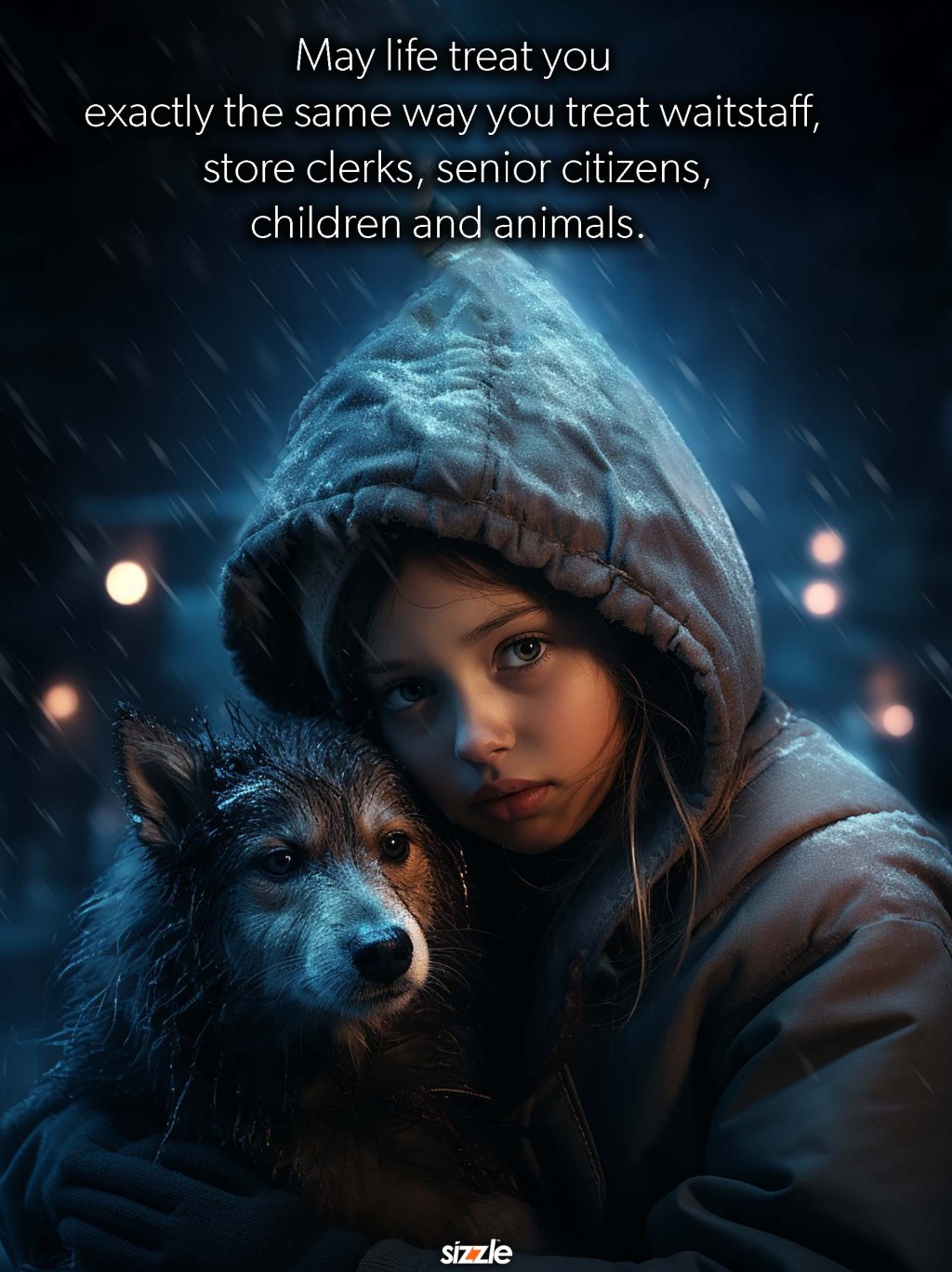 May life treat you exactly the same way you treat waitstaff, store clerks, senior citizens, children and animals. 