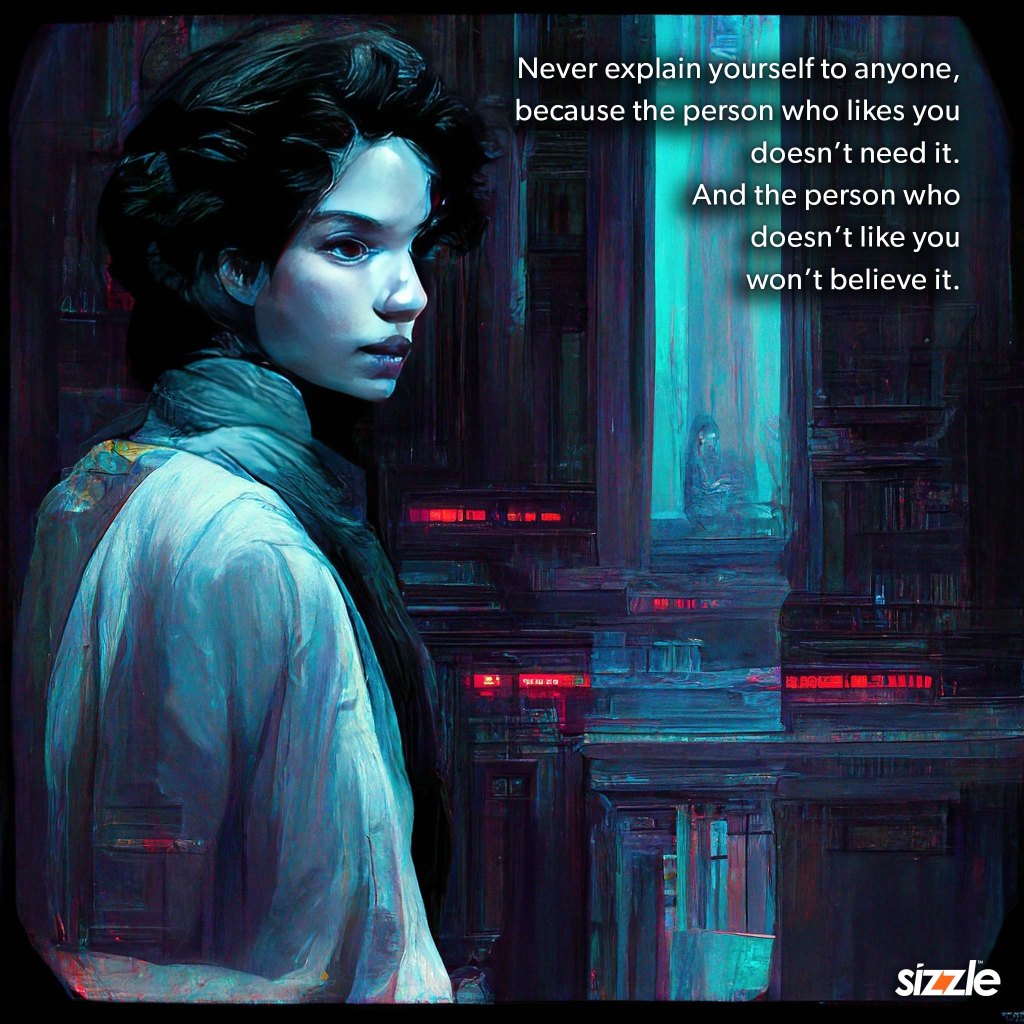 Never explain yourself to anyone, because the person who likes you doesn’t need it. And the person who doesn’t like you won’t believe it.