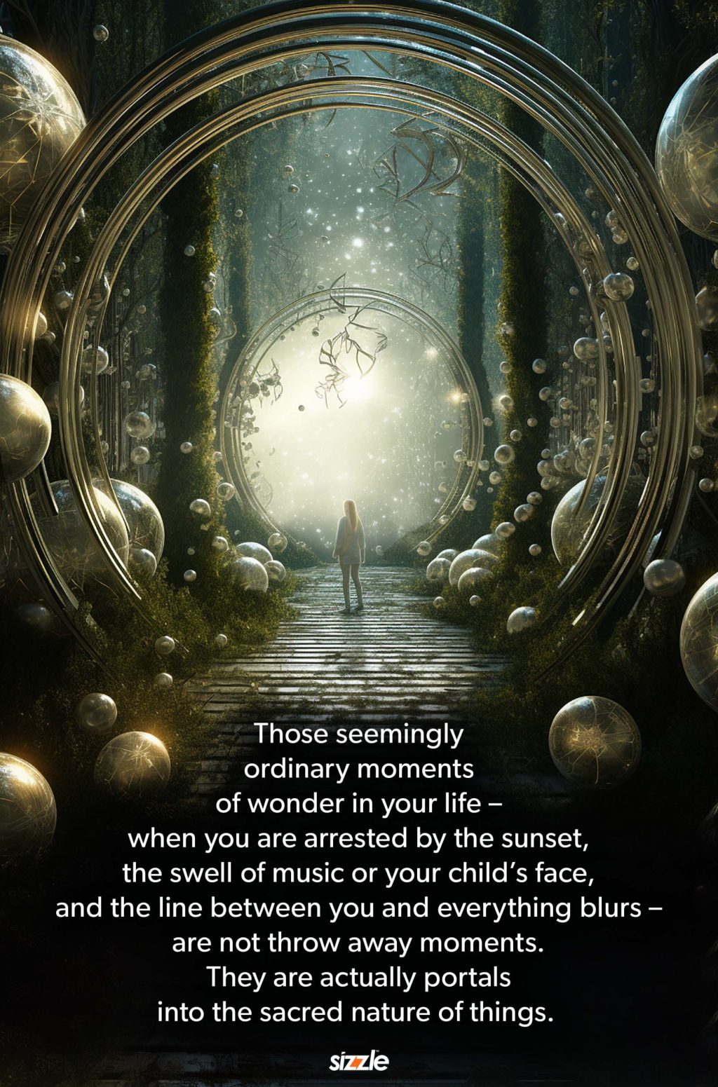 Those seemingly ordinary moments of wonder in your life – when you are arrested by the sunset, the swell of music or your child’s face, and the line between you and everything blurs – are not throw away moments. They are actually portals into the sacred nature of things.