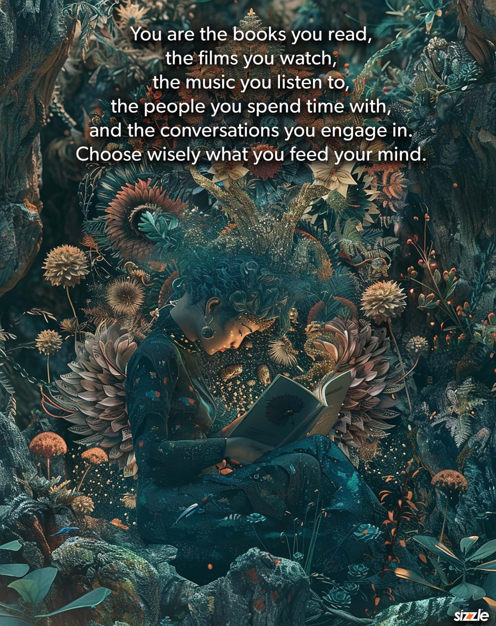 You are the books you read, the films you watch, the music you listen to, the people you spend time with, and the conversations you engage in. Choose wisely what you feed your&nbsp;mind.