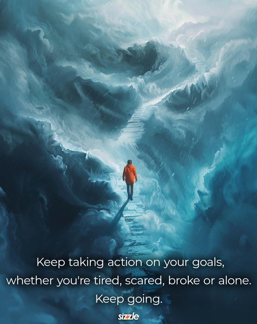 Keep taking action on your goals, whether you’re tired, scared, broke or alone. Keep going.