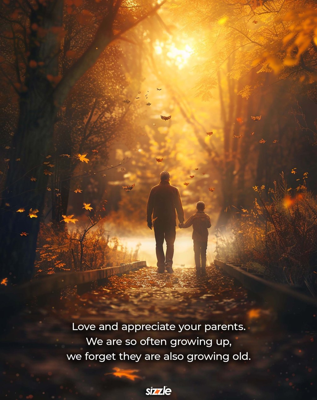Love and appreciate your parents. We are so often growing up, we forget they are also growing&nbsp;old.