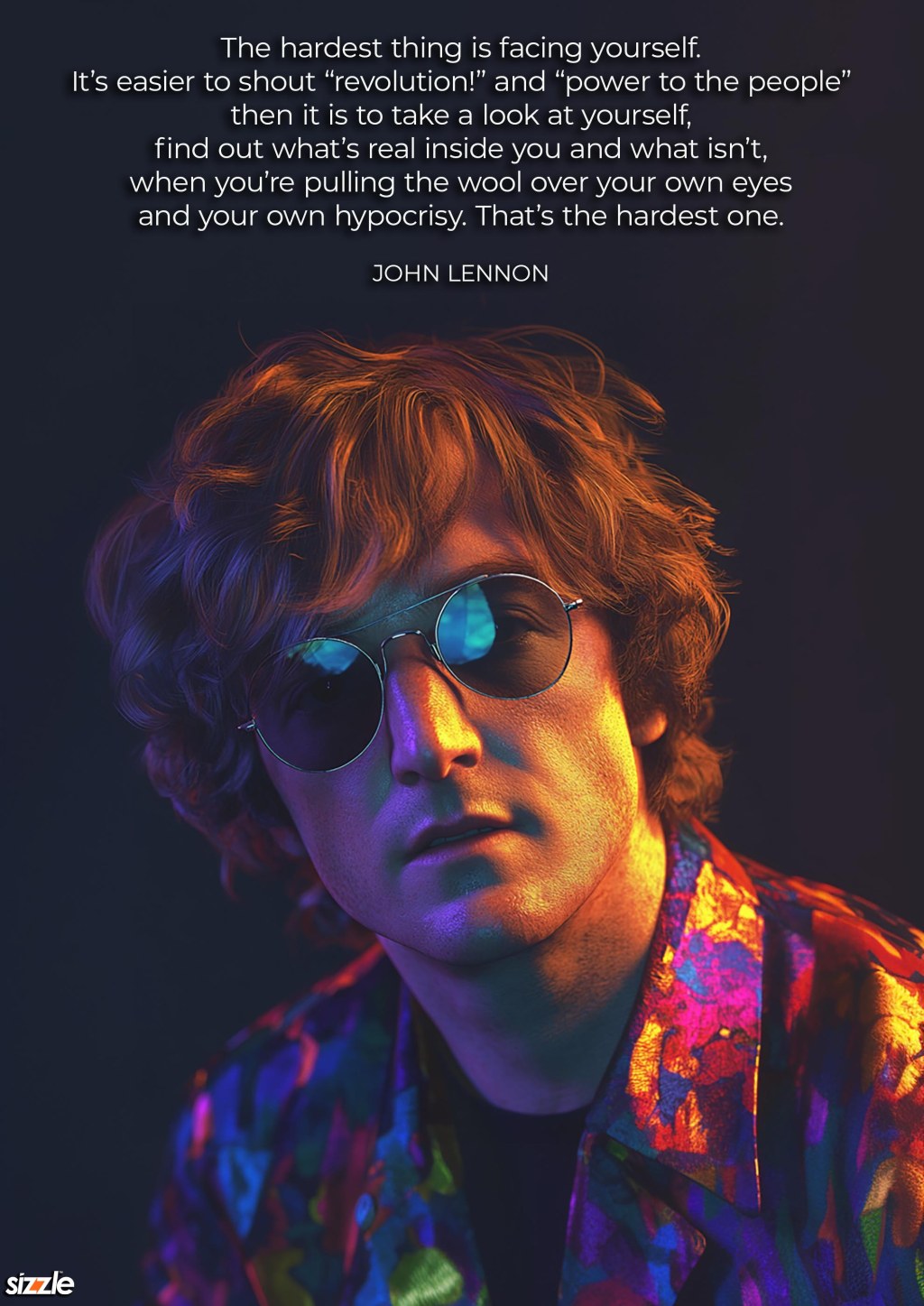 The hardest thing is facing yourself. It’s easier to shout “revolution!” and “power to the people” then it is to take a look at yourself, find out what’s real inside you and what isn’t, when you’re pulling the wool over your own eyes and your own hypocrisy. That’s the hardest one.